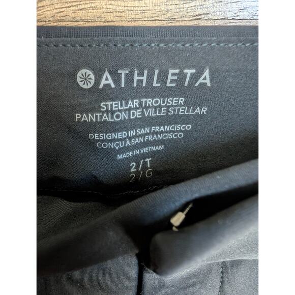 Athleta Stellar Trouser Pants Womens 2 Tall Black Tapered Leg High Rise Running - Picture 3 of 4